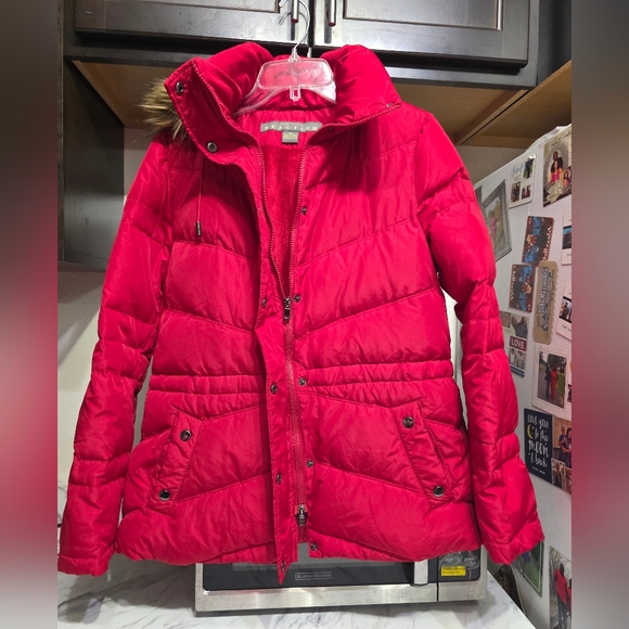 Women's Red Puffer Jacket - Picture 2 of 10